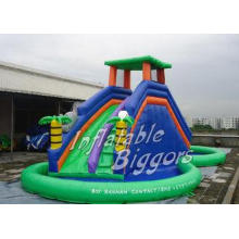 Home Party Water Pool Slide Rental Inflatable Green , Blow